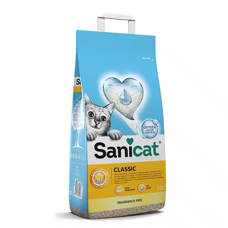 Sanicat Clumping 10L arena aglomerante de bentonita para gatos.