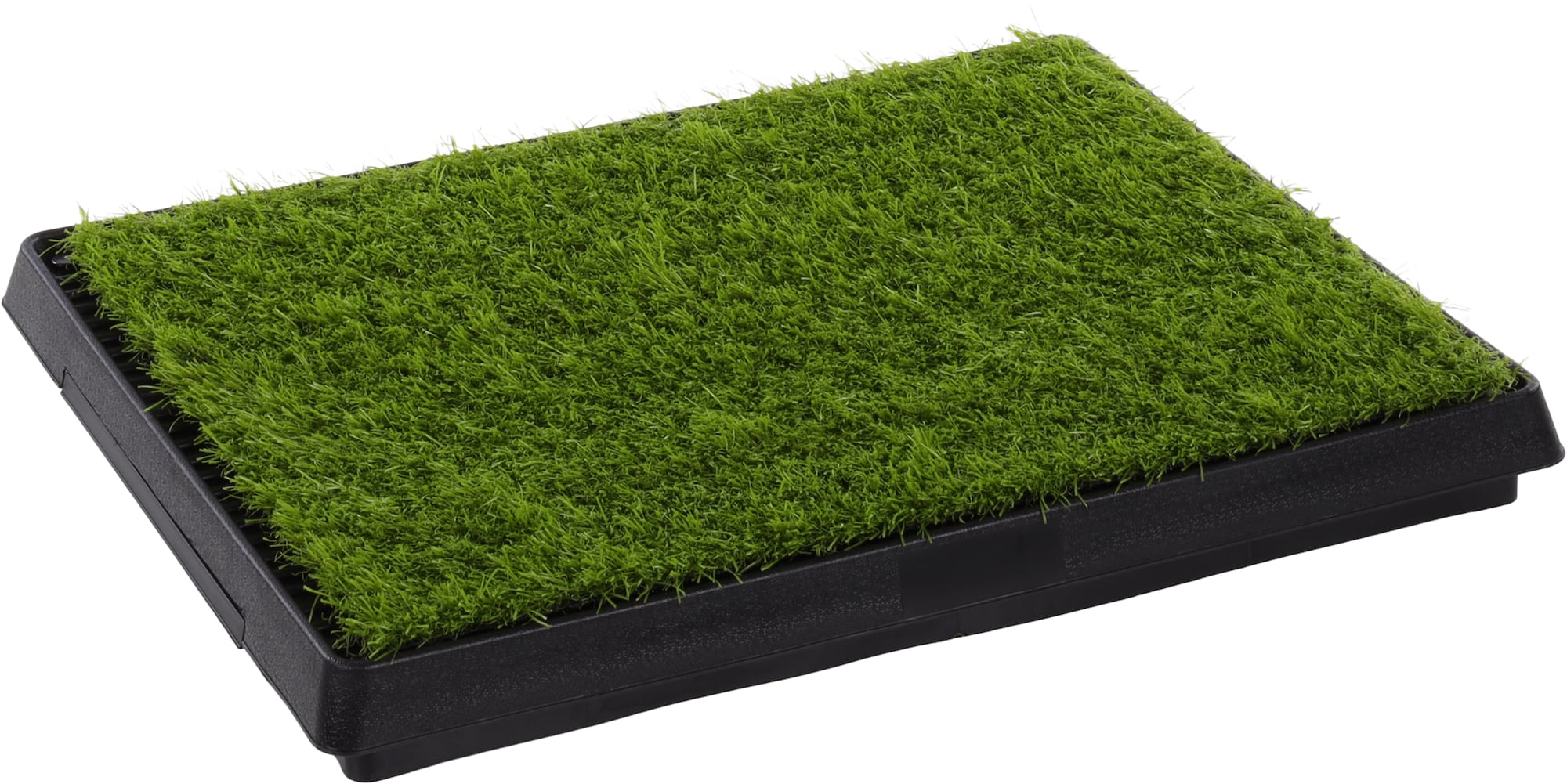 Alfombra de césped sintético para entrenamiento de perros y cachorros con bandeja extraíble, apta para uso interior y exterior.